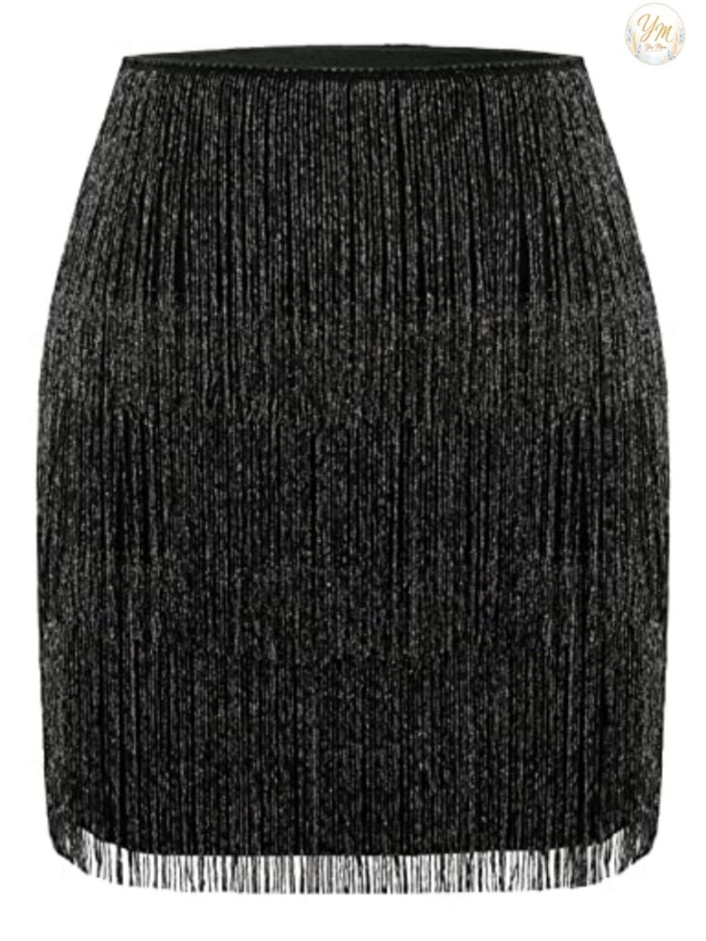 Women's Fringe Bodycon Mini Skirt High Waist Tassel Trim Stretchy Party Dance